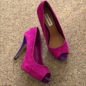 Steve Madden peep toe multi color block heels sz 7.5